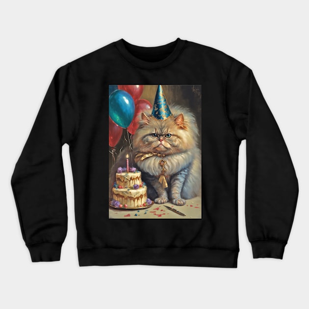 Persian Cat Birthday Card Crewneck Sweatshirt by candiscamera